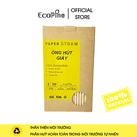 Mua Hộp 200 ống hút giấy phi 6mm màu nâu kraft ECOPINE - Dùng cho cafe  nước ngọt  nước ép