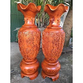 Mua Cặp lộc bình bằng gỗ hương trạm khắc tứ quý 4 mùa trong năm kt 50×15cm