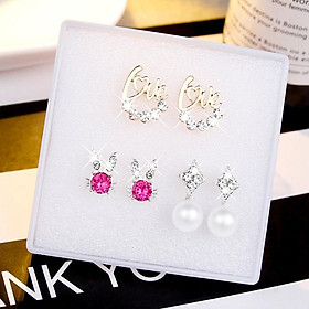 Set 3 đôi bông tai thỏ hồng lovely day