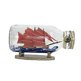 Mô Hình Thuyền Gỗ Trong Chai Thủy Tinh Kèm Tiểu Cảnh N7