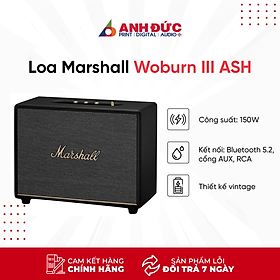 Loa Bluetooth Marshall Woburn 3 (III) - Hàng Chính Hãng New 100% ASH (150W, Bluetooth 5.2, AUX, RCA, HDMI ARC, Knob)