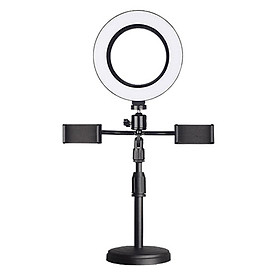 Cell Phone Stand with Ring Light and Dual Holders for Makeup Live Video Streaming Online Learning Meeting