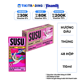 Sữa chua uống hương dâu Vinamilk Susu - Thùng 48 hộp 110ml.