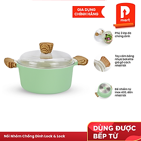 Nồi Nhôm Chống Dính Nắp Thủy Tinh Lock & Lock CCA201 20cm - Màu Mint