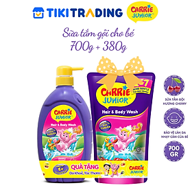 Chai Sữa Tắm Gội cho bé Carrie Junior hương trái cây thiên nhiên 700g - 3 mùi hương