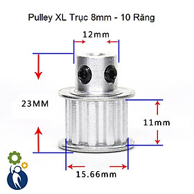 Buly, Puly, Pulley XL Trục 8mm - 10 Răng, sử dụng dây đai XL
