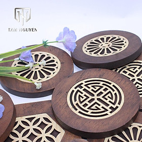 Mua Khay lót cốc TAM NGUYEN lót ly cà phê khay lót chậu cây phong cách làm bằng gỗ