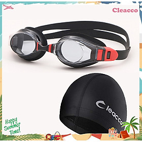 Kính bơi chống tia UV , Chống sương mù , bảo vệ mắt Cleacco, dây đeo được làm 100% silicone mềm mại, thoải mái tặng kèm nón bơi vải PU cao cấp Cleacco (Màu ngẫu nhiên) - Hàng chính hãng