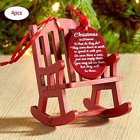 4x Christmas Rocking Chair Wood Ornament Home Party Holiday Decoration Gift