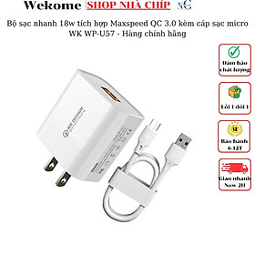 Mua Bộ sạc nhanh 18w tích hợp Maxspeed QC 3.0 kèm cáp sạc micro WK WP-U57 dùng cho smartphone androi - Hàng chính hãng