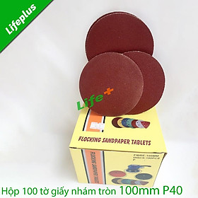 Hộp 100 giấy nhám tròn 100mm chuẩn P40