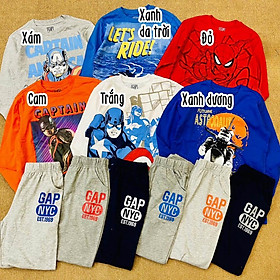 Set 2 bộ đồ dài tay thun cotton xuất dư cho bé trai mặc nhà đi chơi mặc ngủ MamLa