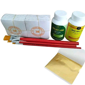 Combo dát vàng gốc nước gồm 1000 lá vàng kèm phụ kiện, dát trên mọi chất liệu