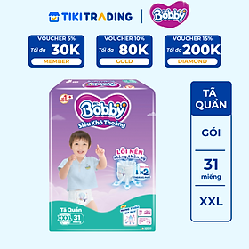 Tã quần Bobby Siêu Khô Thoáng - 100% Thoáng Khí Super Jumbo XXXL31