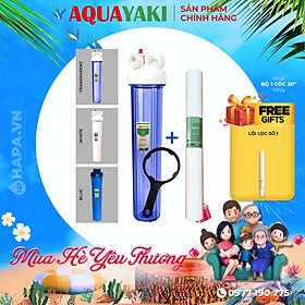 Cốc Lọc Thô 20 inch AQUAYAKI AQUA-S201 Cao Cấp, Bộ Lọc Nước Đầu Nguồn, Sinh Hoạt Gia Đình 20in - Hàng Chính Hãng