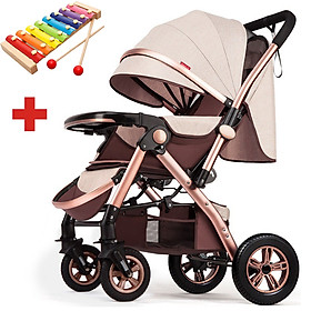 Xe đẩy trẻ em, Xe đẩy cho bé 2 chiều 3 tư thế cao cấp S299 gấp gọn - Bánh xe cao su chống sóc - TẶNG KÈM ĐÀN XYLOPHONE 8 THANH CHO BÉ