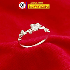 Nhẫn nữ bạc cá tính bản nhỏ ổ cao gắn đá kim cương nhân tạo 6ly phong cách styl trang sức Bạc Quang Thản – QTNU68
