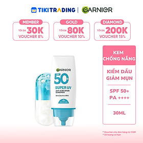 Kem Chống Nắng Garnier Phổ Rộng Kiềm Dầu Đến 12H & Hỗ Trợ Giảm Mụn Spf 50+PA++++ 30ML