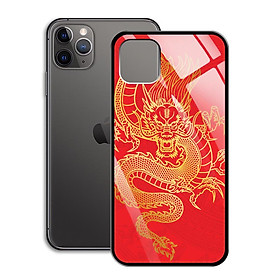 Ốp Lưng Họa Tiết Mạ Màu Vàng Ánh Kim cho điện thoại Iphone 11 Pro Max - 0379 8006 DRAGON14 - Rồng dũng mãnh - Hàng Chính Hãng