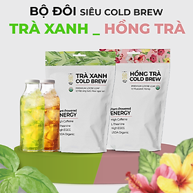 Combo Trà Cold Brew Trà Xanh & Hồng Trà Hữu Cơ - Chứng Nhận USA Organic, Nguyên Lá, Túi Zip 100g