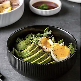 Mua (HOT) Tô canh sứ màu đen sọc men mờ Cruise sang trọng - Bát tô sứ cao cấp phong cách Bắc Âu