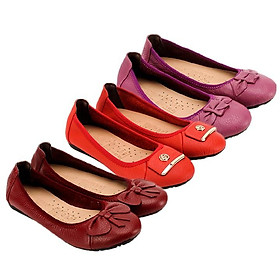 Giày nữ búp bê da bò Huy Hoàng màu đỏ đô, cam, tím HT7909-10-11