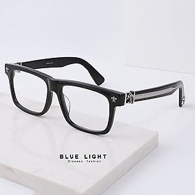 Kính Giả Cận, Gọng Kính Cận Nam Nữ Mắt Vuông To Họa Tiết Đen Bạc Không Độ Hàn Quốc - BLUE LIGHT SHOP