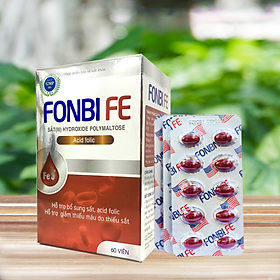 Viên uống bổ sung Sắt III, Acid folic, Vitamin B12 cải thiện tình trạng thiếu máu không gây táo bón FonbiFe dạng vỉ 60 viên