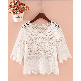 Áo len lỗ mỏng khoác ngoài tay lỡ AO23 cao cấp Free size