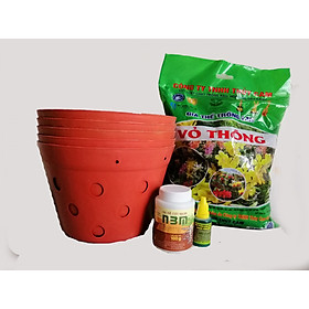 COMBO 5 CHẬU NHỰA GIẢ ĐẤT FI23 + 1 VỎ THÔNG + 1 N3M 100G + 1 CHẾ PHẨM HÙNG NGUYỄN
