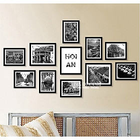 Mua Bộ 11 khung ảnh treo tường hội an trắng đen có khung trang trí decor quán