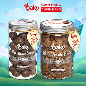 Quà Tặng Oaky - Combo Hạt Dinh Dưỡng Cao Cấp - Hạnh Nhân, Hạt Macca Size Lớn (450gr) - Tặng Túi Giấy Sang Trọng