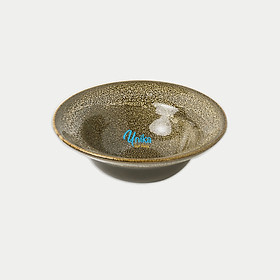 Bát cơm loe có eo d12.5 men gấm vàng - bát chiết yêu d12.5cm - gốm sứ cao cấp bát tràng