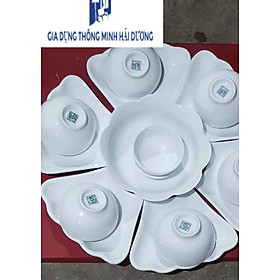 Mua Sét bộ bát đĩa Hoa mặt trời sứ trắng  cao cấp size đường kính 53 5cm