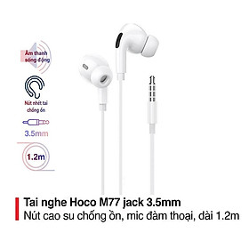 Mua Tai nghe jack 3.5mm Hoco M77 tích hợp Mic đàm thoại dài 1.2M cho Smartphone ( 2 màu) - Hàng chính hãng