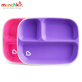 BỘ 2 KHAY ĂN DẶM CHIA NGĂN CHỐNG TRƯỢT MUNCHKIN CAO CẤP  CHO BÉ TỪ 6M+