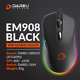Mua Chuột Gaming DareU EM908 (LED RGB  BRAVO sensor) - Hàng chính hãng (BH 2 năm)