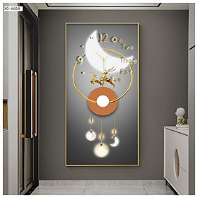 Mua Tranh Tráng Gương Gắn Kim Đồng Hồ Treo Tường - Tranh Đồng Hồ Mẫu Phong Cảnh Và Động Vật Đẹp