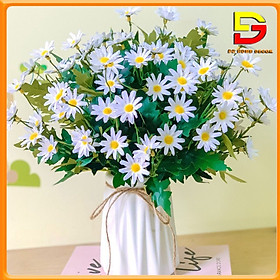 Mua Bình Hoa Để Bàn Hoa Giả Cúc Họa Mi Trắng Cao Cấp Trang Trí Nhà Cửa Cao 35cm DG-106