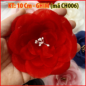 Tag Hoa Voan Lớn Cài Áo HANDMADE, Kiểu Cài Áo Hoa Có Ghim, Có Trâm Cài Áo Váy , Hoa Cài Áo Voan Cở Lớn CH006