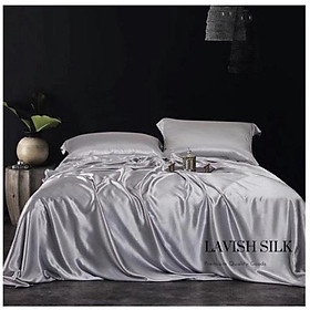 (Best Seller) Trọn Bộ Chăn Ga Gối Lua LS lavish silk Hàng loại 1 mát lạnh kích thước to_Chart chọn màu - Xám Ghi