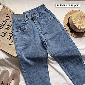 QUẦN JEANS BAGGY NỮ LƯNG CAO TRƠN FORM CHUẨN – QUẦN BÒ NGỐ BASIC