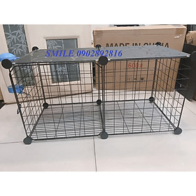 {ẢNH THỰC TẾ} TẶNG KÈM BÌNH NƯỚC, COMBO CHUỒNG 2 Ô LƯỚI GHÉP ĐA NĂNG CHO THÚ CƯNG CHÓ, MÈO TIỆN LỢI