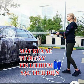 Máy rửa xe tưới cây cao áp siêu sạch dùng pin sạc Lithium pin dùng lâu