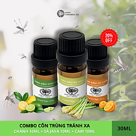 Combo Tinh Dầu Đuổi Côn Trùng, Đuổi Muỗi Nano Cinnamon - Cam, Chanh, Sả, 30ml