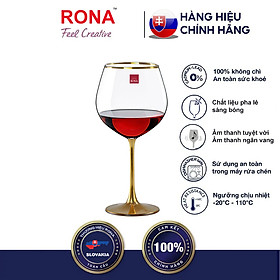 Bộ 6 Ly Vang Pha Lê Mạ Vàng 650ml