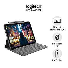 Bao da kèm phím Logitech Slim Folio dành cho iPad 10.9 inch Gen 10 - Bluetooth, Pin 3 năm, chống thấm nước - Hàng chính hãng