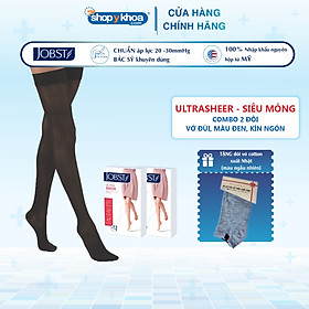 Combo 2 đôi Vớ y khoa đùi silicone JOBST UltraSheer - Siêu mỏng, màu đen, kín ngón, 20-30mmHg, giãn tĩnh mạch chân (Tất y khoa)