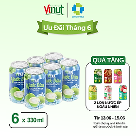 [LỐC 6 LON] Nước ép Dừa, Nước ép trái cây tươi VINUT. Lon 330ml.