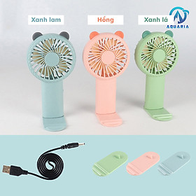 Mua Quạt Cầm Tay Mini  Quạt Sạc Tích Điện Tai Gấu Xinh Xắn  Dễ Thương Có Giá Để Điện Thoại Siêu Tiện Lợi (Kèm Dây Sạc USB)